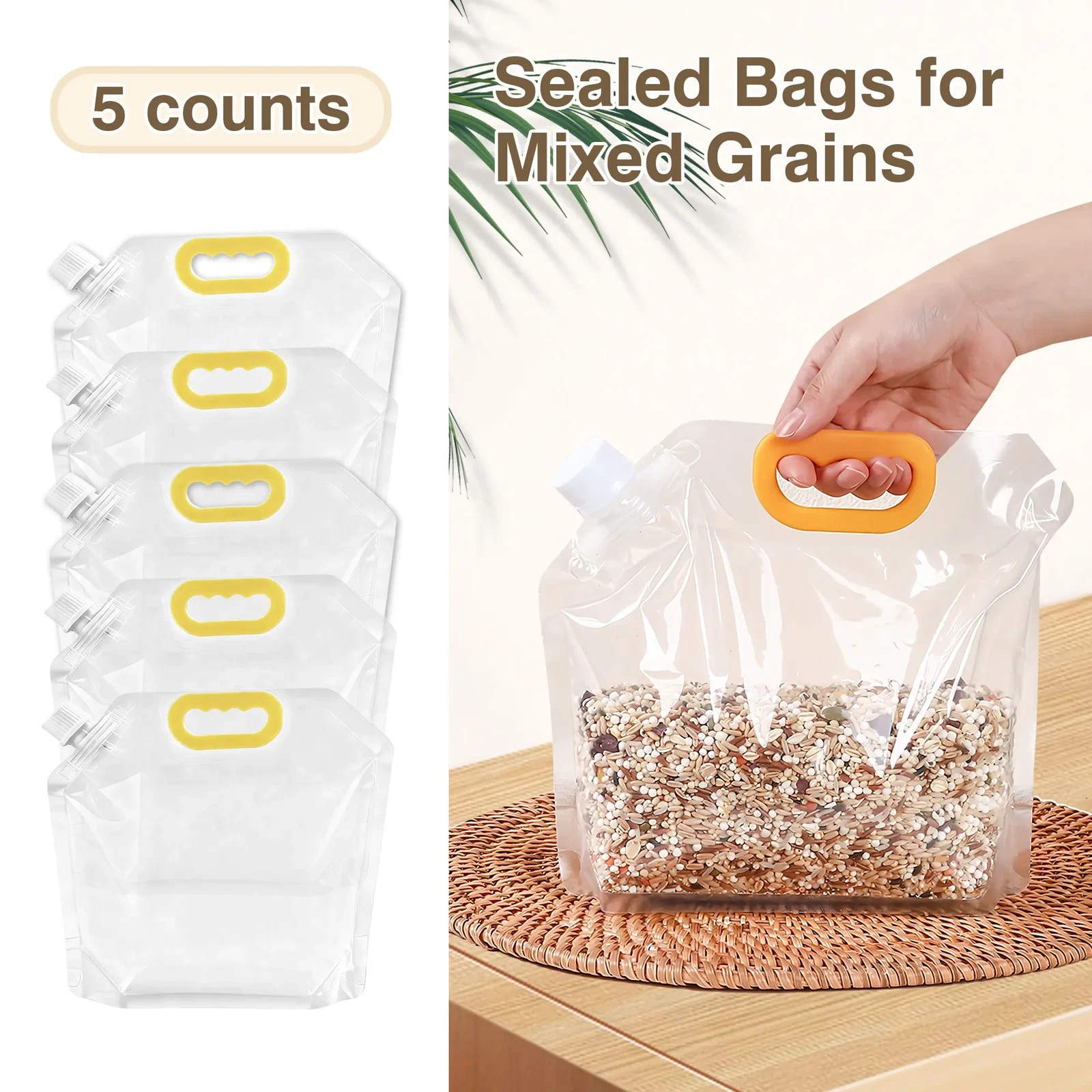 Reusable Leak-Proof Food Storage Bags, 5-Pack with Writable Labels