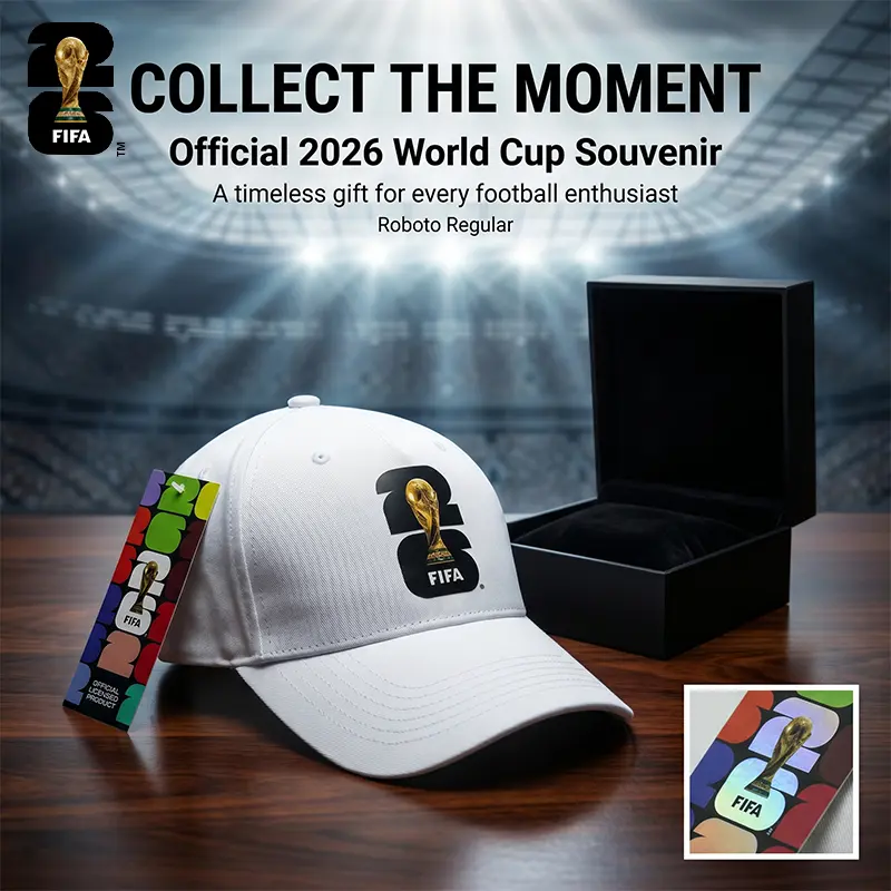 FIFA Commemorative Edition 2026 World Cup Trophy Silhouette Hat in White Green Black Collectible Fan Gear, Baseball Cap,victory cap,casual team cap