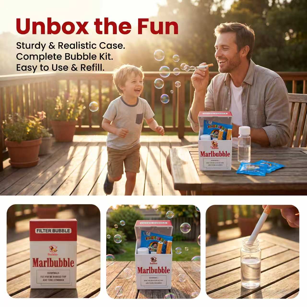 SummerVibes Bubble Cigarette Stress Relief Toy Fake Cigarette Mini Bubble Blower Bubble Sticks Relaxation Birthday Christmas Party Gift for Men Women