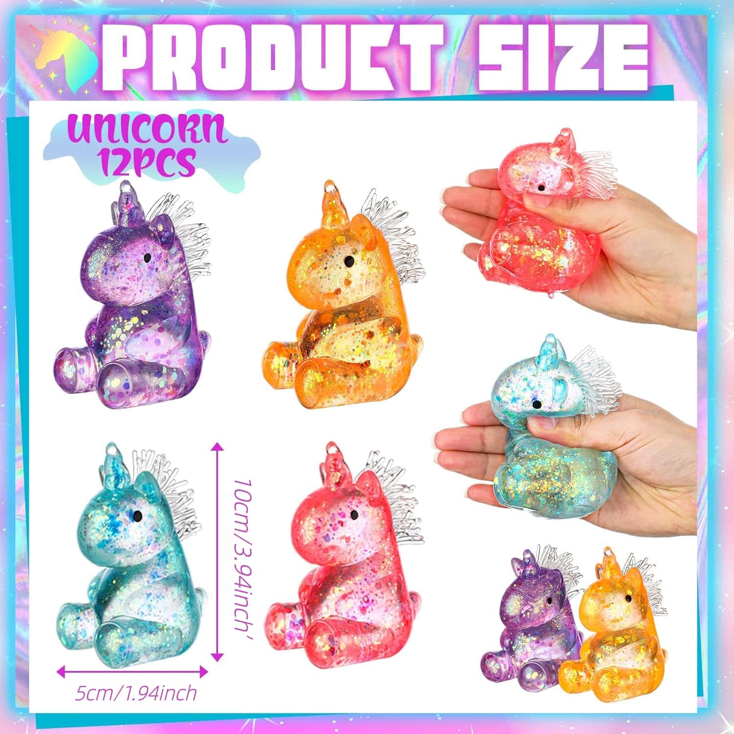 1/2/4/8/12 PCS Unicorn Maltose Fidget Toy, Sensory Stress Relief Soft Ball for Adults & Kids, Party Favor Prank Squeeze Toy, Anti-Anxiety Hand Pressure Reliever, Squishies, Squishy Fidgets, Fidget Stress Balls