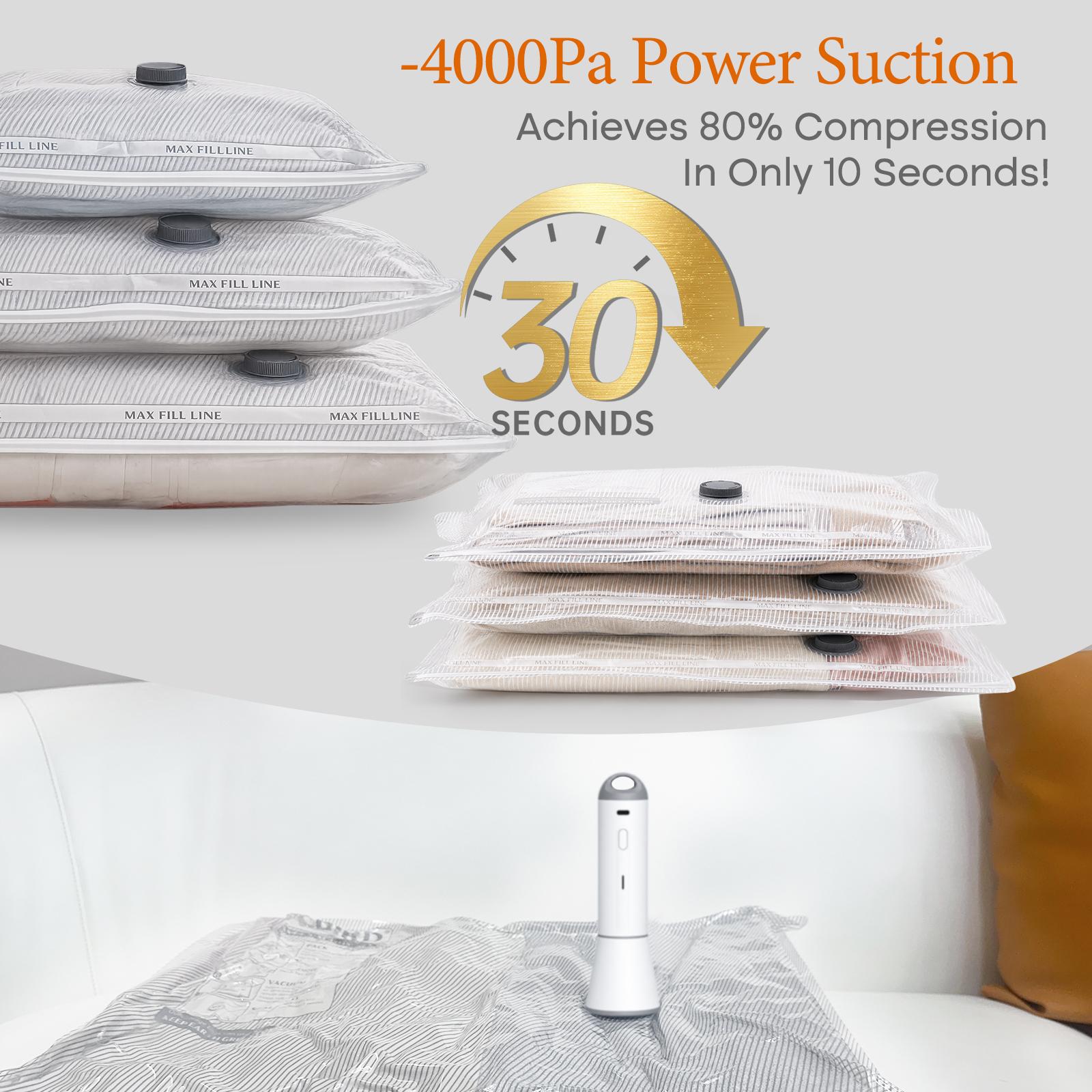 【Summer Vibes】Vacease Cordless Travel Vacuum Bag Set with Rechargeable Air Pump - 15-Pack Space Saving Storage Bags, Airtight Resealing Sealed Organizers for Luggage, Sturdy Lightweight Clothes Storage Solution, Vacuum Bags For Travel