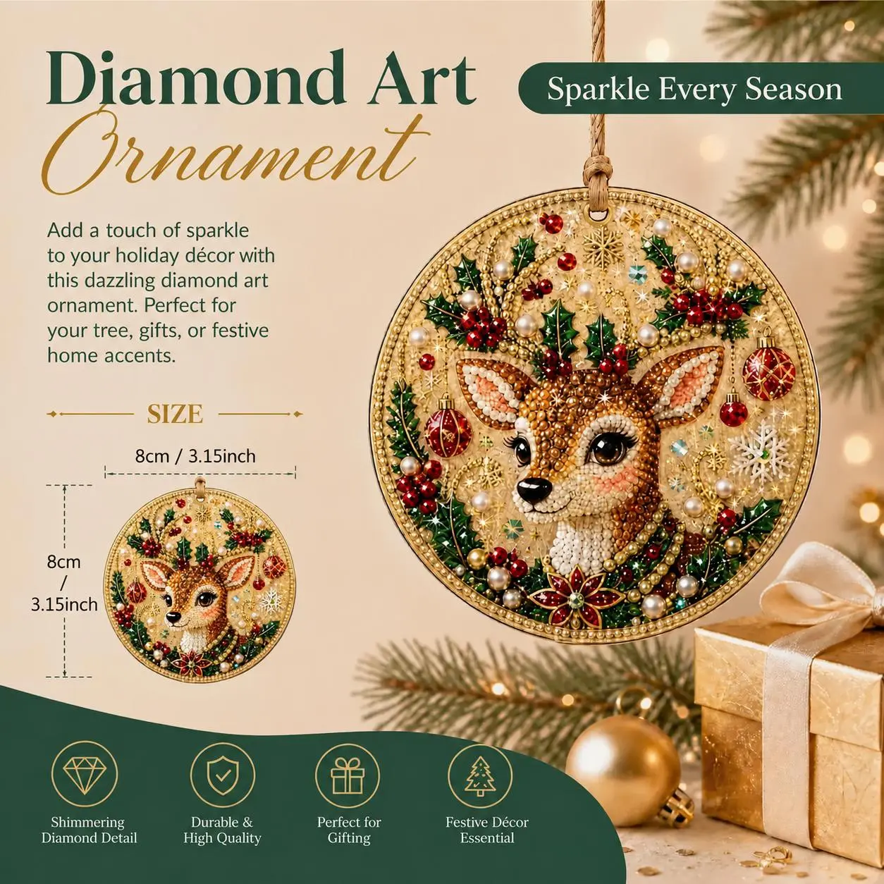 6Pcs/12Pcs Christmas DIY Diamond Painting Ornaments Kit for Holiday Home Decor