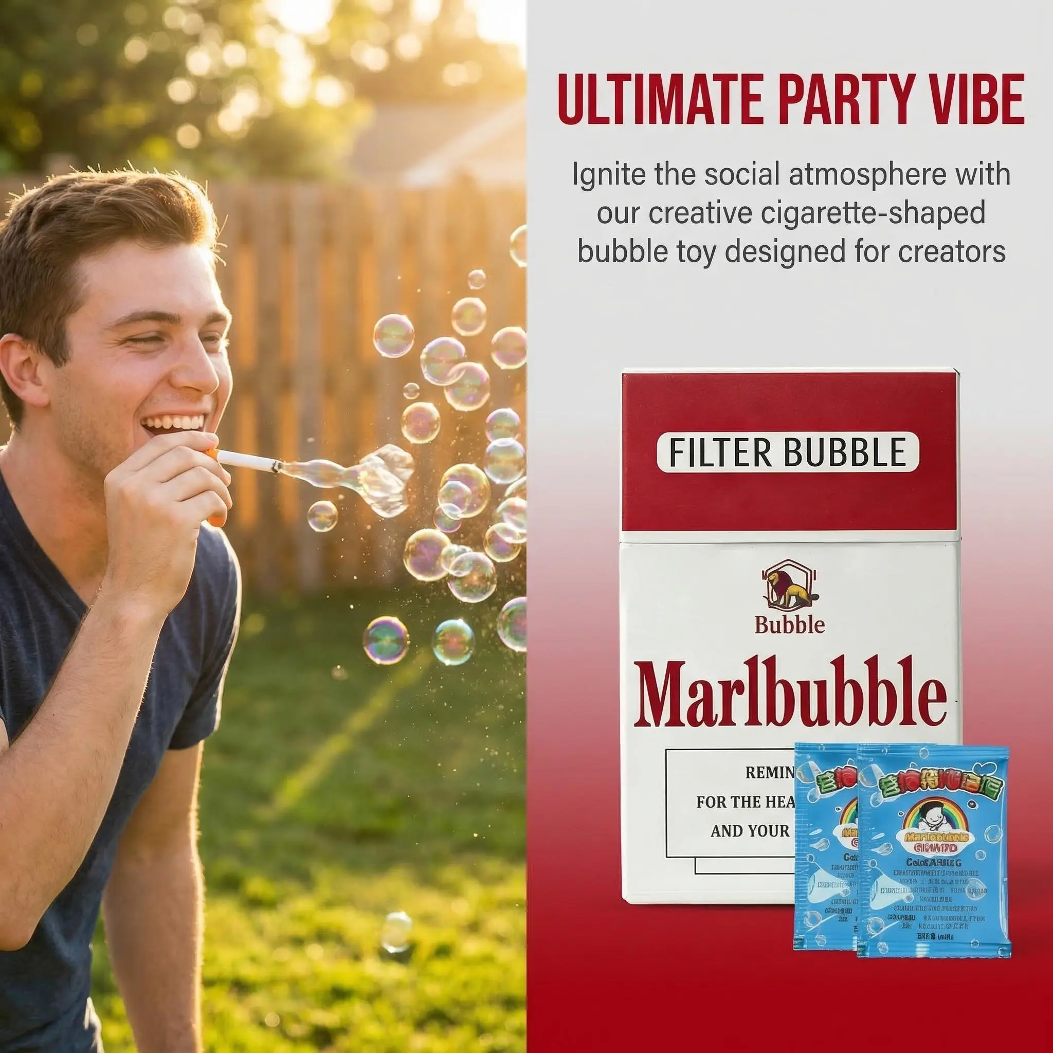 SummerVibes Bubble Cigarette Stress Relief Toy Fake Cigarette Mini Bubble Blower Bubble Sticks Relaxation Birthday Christmas Party Gift for Men Women