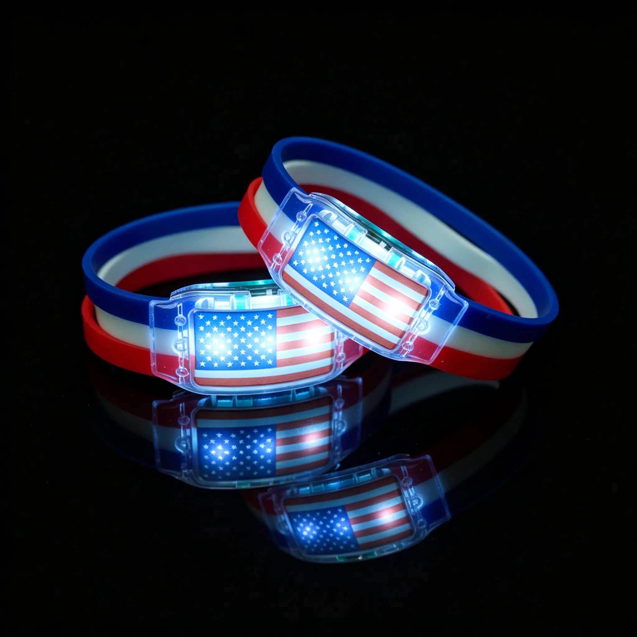 LED illuminated wristbands, silicone illuminated bracelets for sports enthusiasts, fan cheering accessories, national flag illuminated wristbands suitable for nighttime activities, concerts, and parties, adjustable, waterproof, 250TH