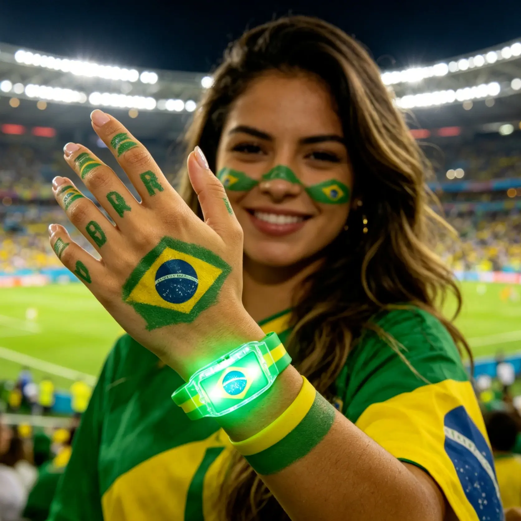 LED illuminated wristbands, silicone illuminated bracelets for sports enthusiasts, fan cheering accessories, national flag illuminated wristbands suitable for nighttime activities, concerts, and parties, adjustable, waterproof, 250TH