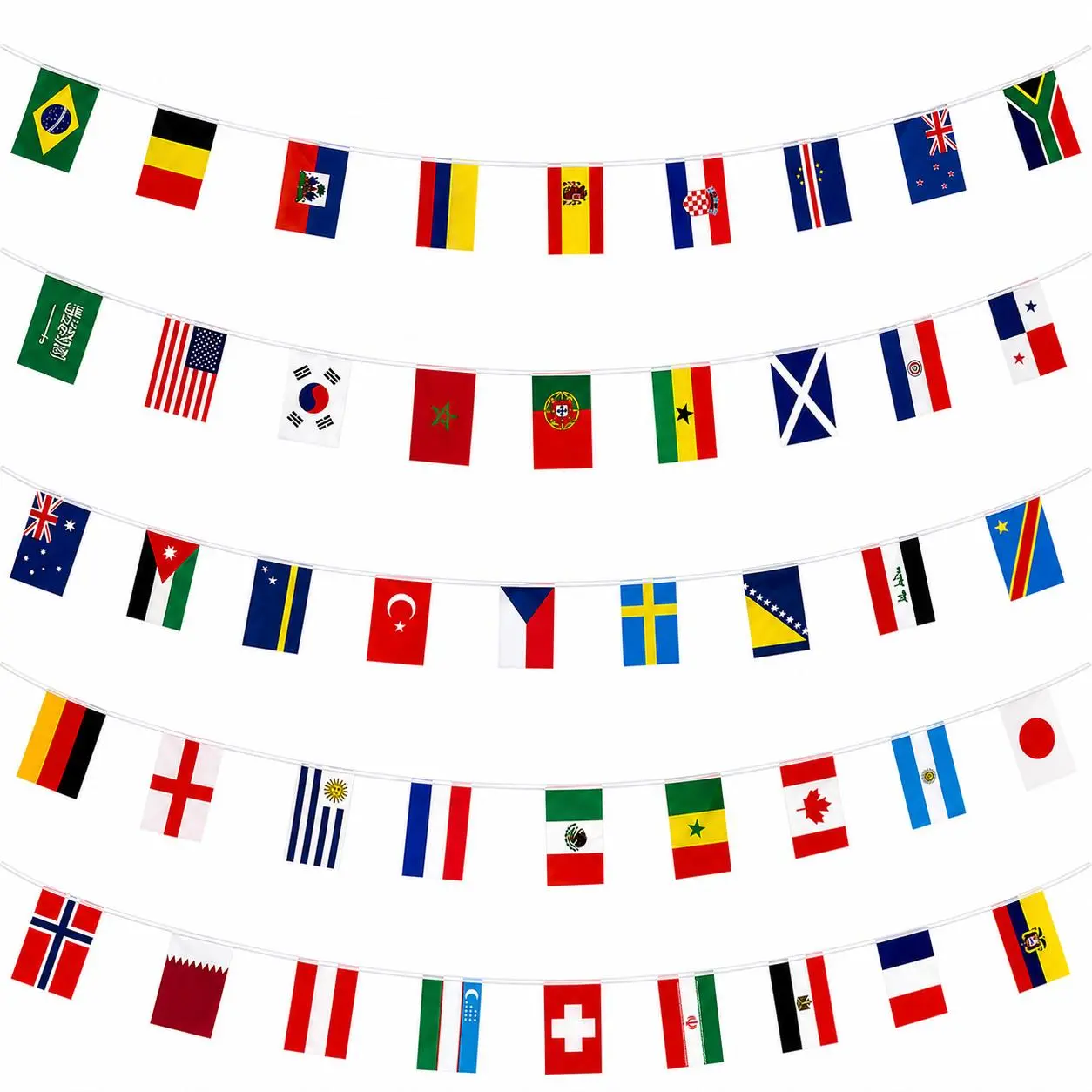 48-Country World Flags Bunting Banner Polyester String Pennants 47 Ft Indoor Outdoor Party & Game Day Decor FIFA