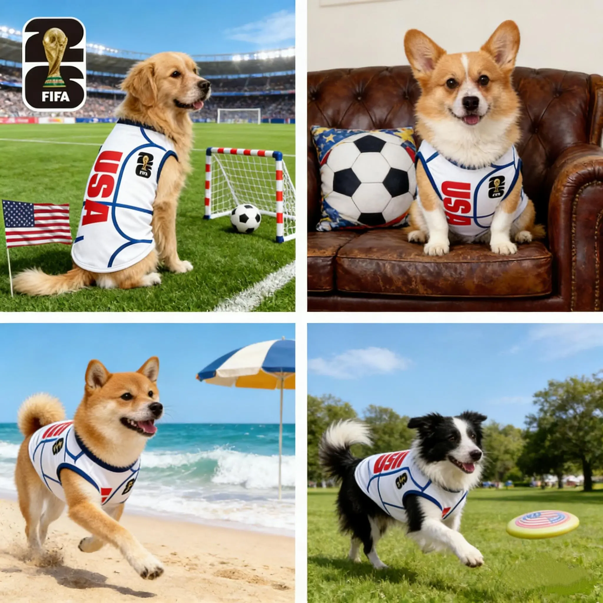 FIFA World Cup Official 2026 Licensed Luxury Pet Clothes Dog Jerseys  Cat T-shirt Comfortable Dog Apparel T Shirt Support USA/Mexico/Argentina/Brazil