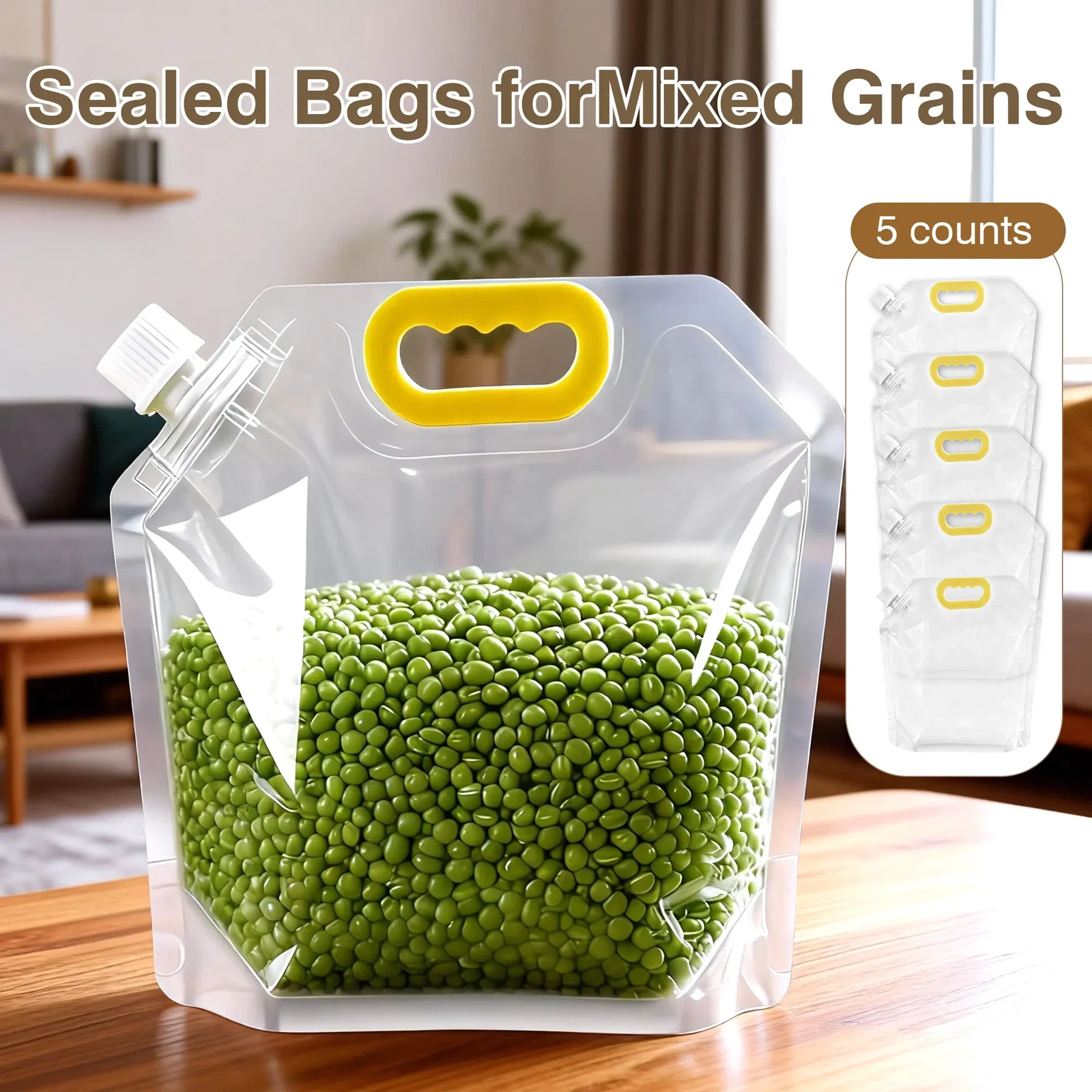 Reusable Leak-Proof Food Storage Bags, 5-Pack with Writable Labels