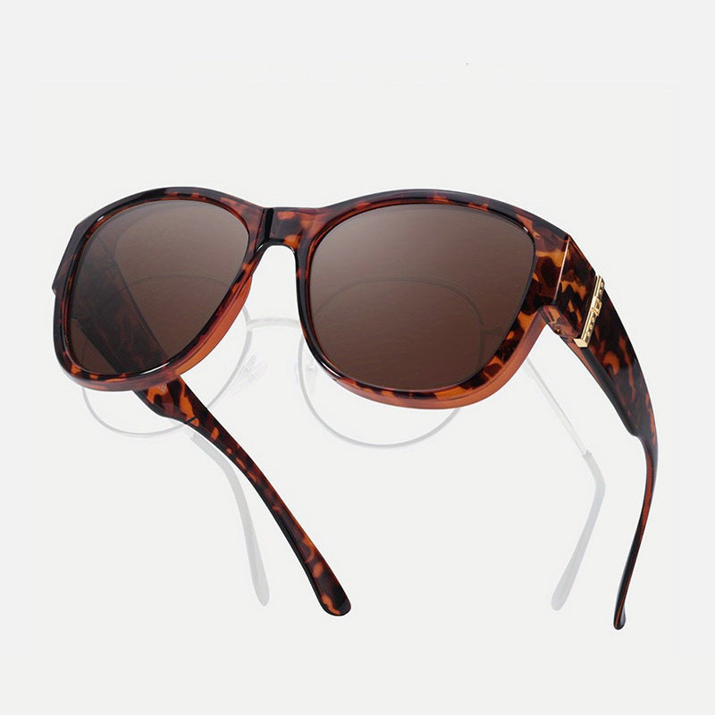 Glasses wearers: these oversized sunglasses slide right over your own glasses and make you look like a movie star—no expensive clip-ons, no fiddling with lenses!
