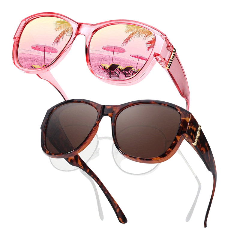 Glasses wearers: these oversized sunglasses slide right over your own glasses and make you look like a movie star—no expensive clip-ons, no fiddling with lenses!