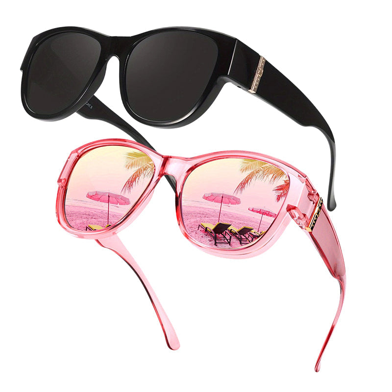Glasses wearers: these oversized sunglasses slide right over your own glasses and make you look like a movie star—no expensive clip-ons, no fiddling with lenses!