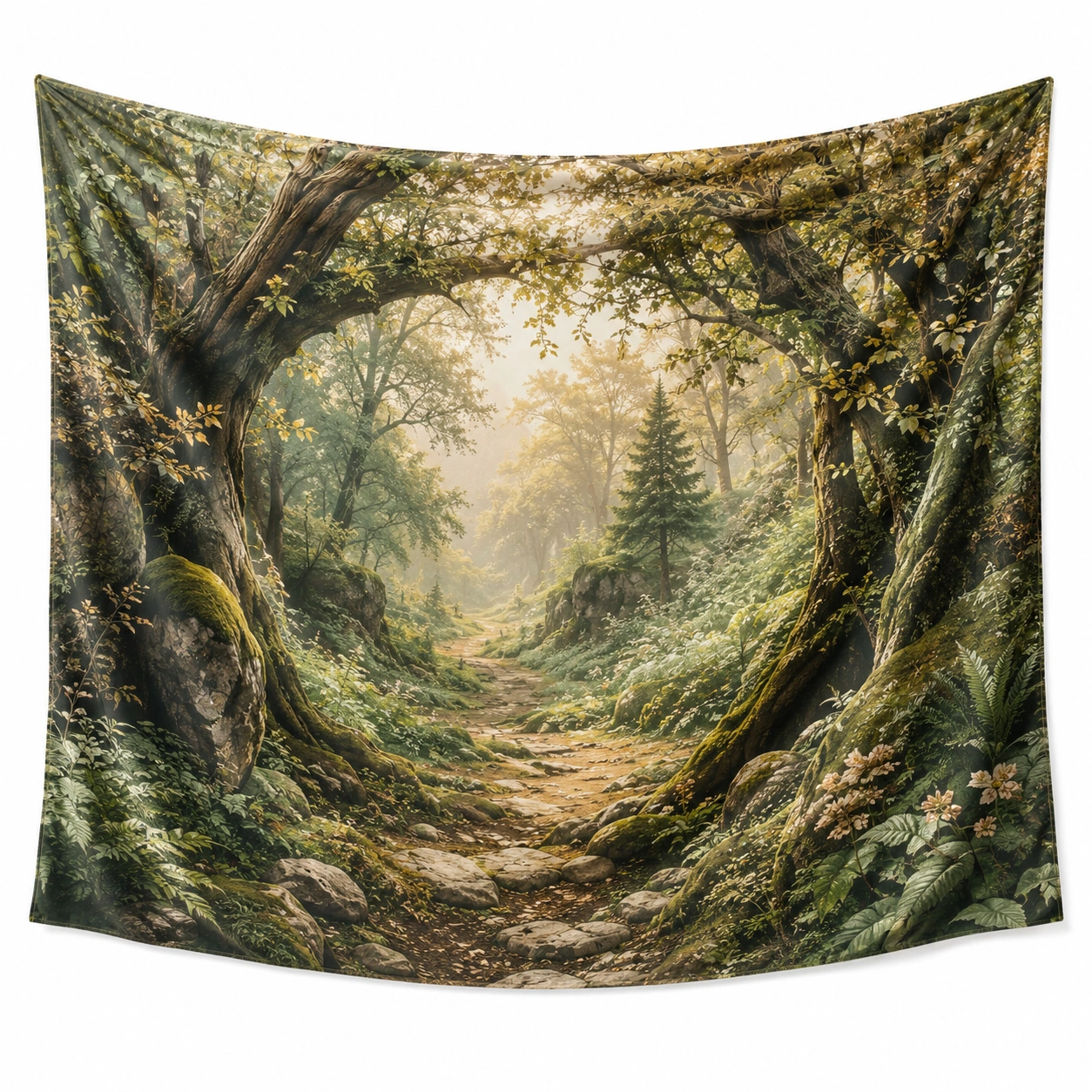Tapiz de Pared de Paisaje de Bosque Verde 150x130cm-Meubl Ora