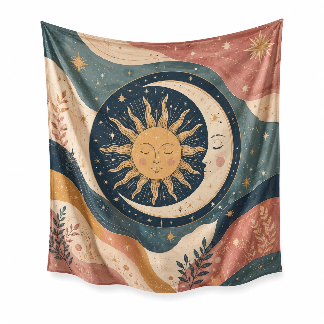 Tapiz Bohemio Sol y Luna Estilo Vintage 150x130cm-Meubl Ora