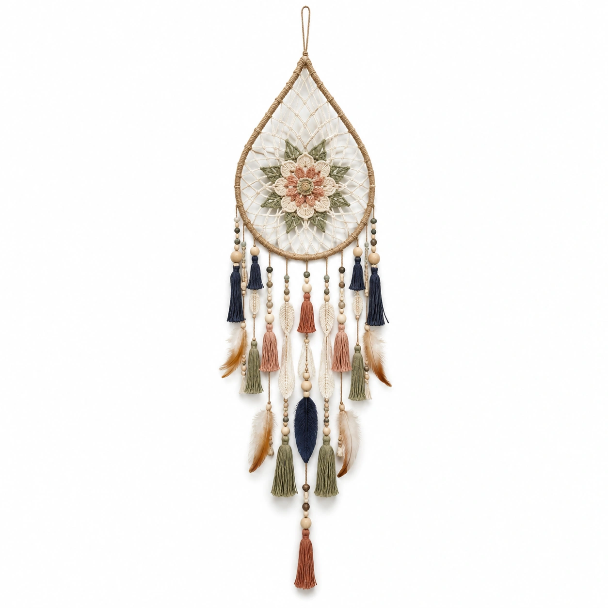 Atrapasueños Decorativo con Flores y Borlas de Colores-Meubl Ora
