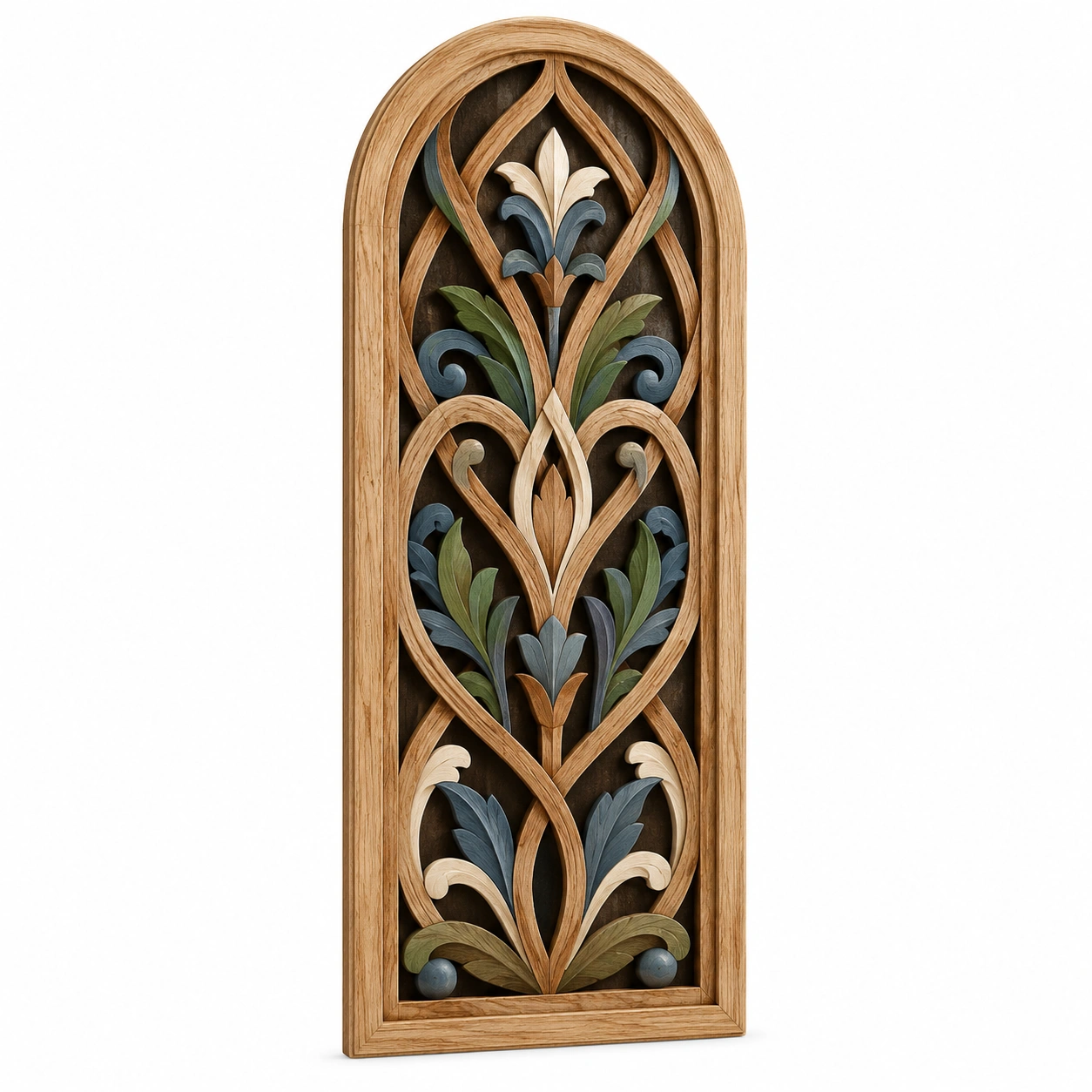 Panel decorativo de pared vintage de madera tallada multicolor-Meubl Ora
