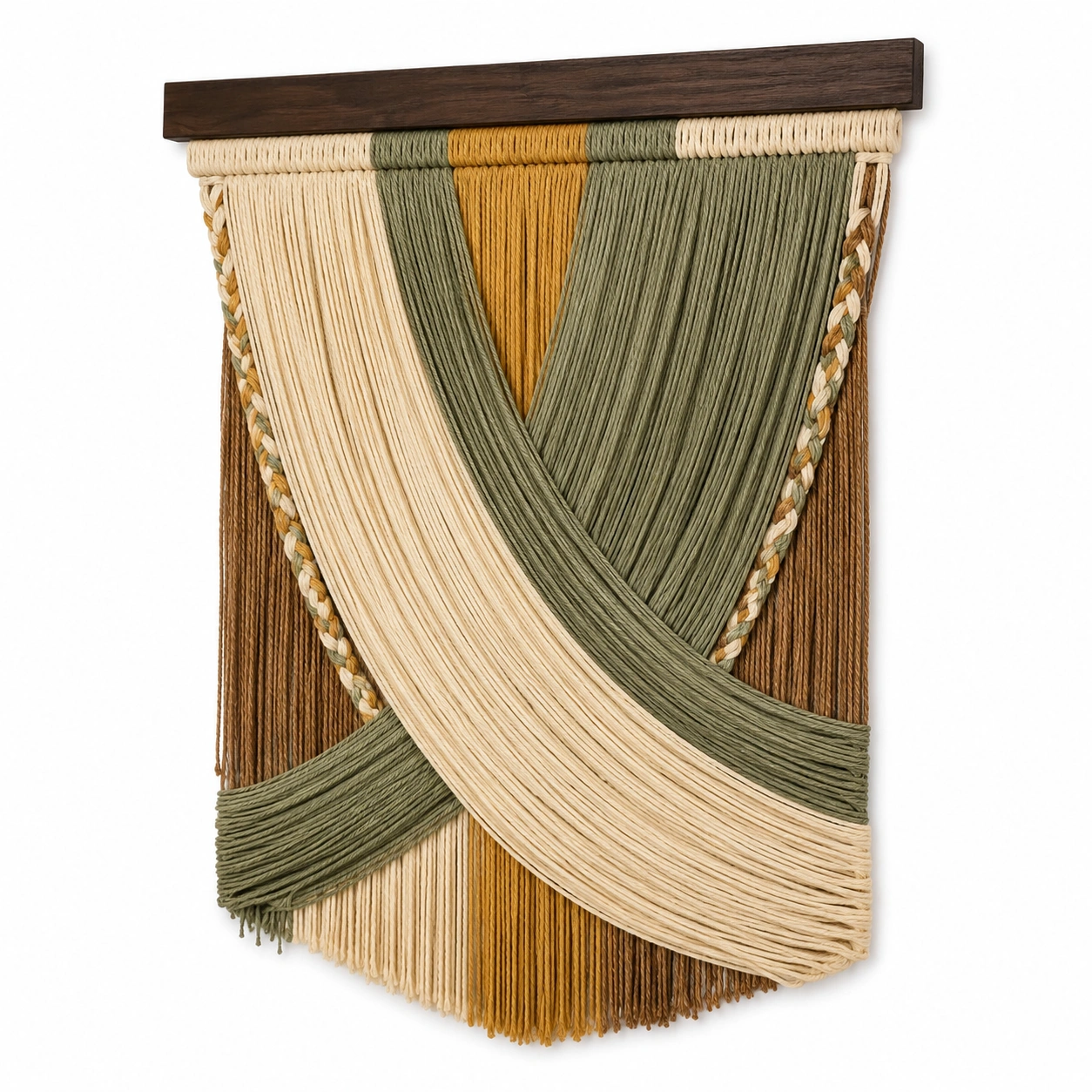 Tapiz de Pared Hecho a Mano en Marrón, Beige y Verde-Meubl Ora