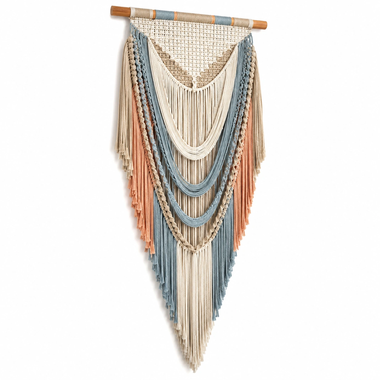 Tapiz de Pared Bohemio Hecho a Mano con Barra de Madera 80x100 cm-Meubl Ora