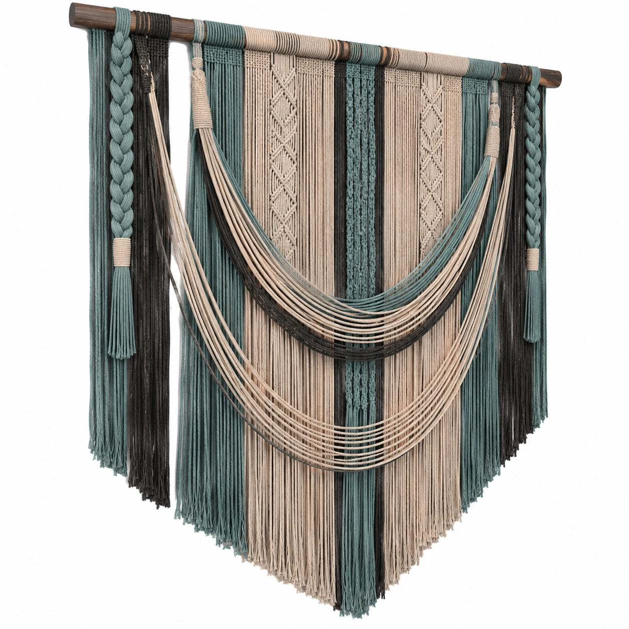 Tapiz de Pared Bohemio Macramé Verde/Azul/Beige 80x100cm-Meubl Ora