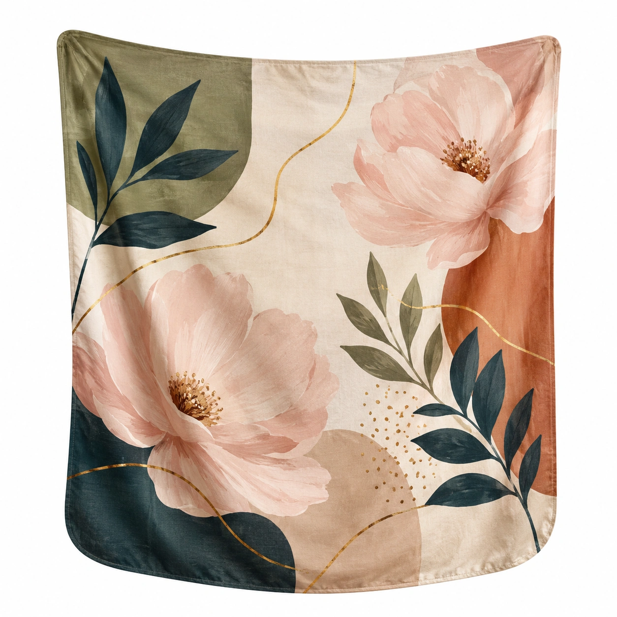 Tapiz Decorativo Grande con Diseño Floral Rosa y Verde-RALMOVIEL