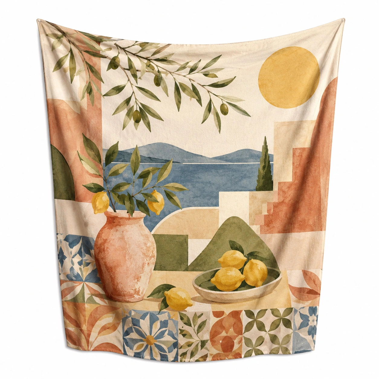 Tapiz Decorativo de Pared Estilo Mediterráneo Multicolor-RALMOVIEL