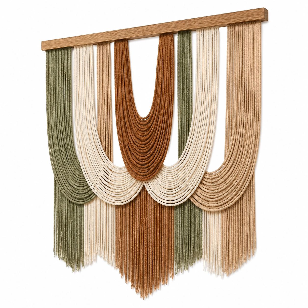 Tapiz Decorativo de Macramé Bohemio hecho a Mano Verde/Marrón/Beige-RALMOVIEL