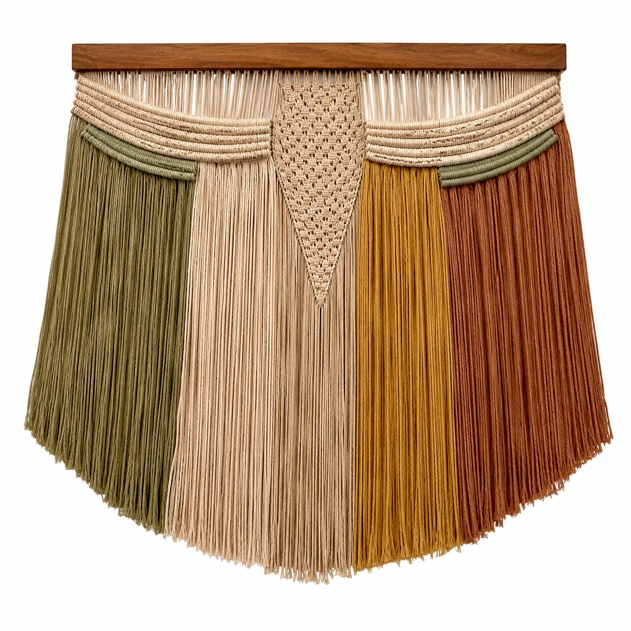 Tapiz Decorativo Macramé Bohemio Multicolor Verde/Beige/Amarillo/Marrón-RALMOVIEL