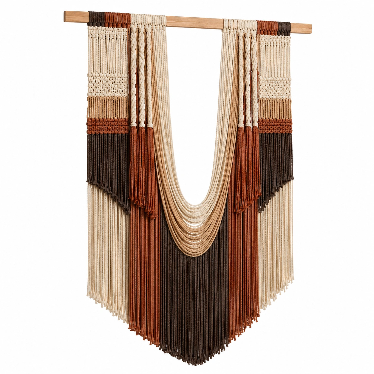 Decoración de Pared Macramé Bohemio 122x100cm Beige/Marrón/Rojo-RALMOVIEL