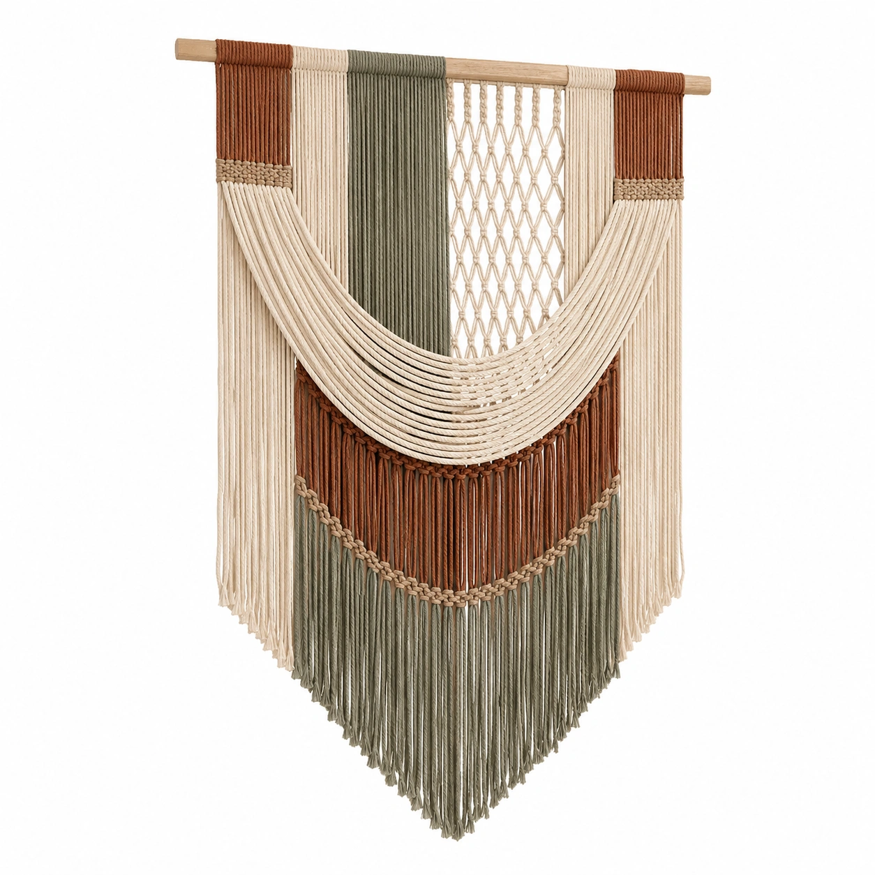 Tapiz de Macramé Bohemio de Pared Beige/Verde/Marrón 60x80 cm-RALMOVIEL