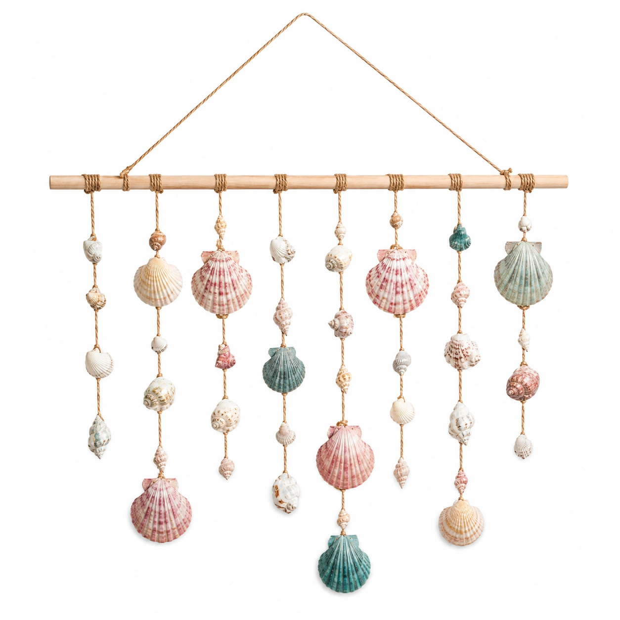 Colgante Decorativo Bohemio de Conchas Marinas Multicolor 60x40cm-Livzina