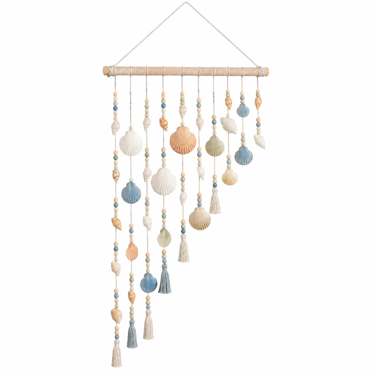 Colgante Decorativo de Pared con Conchas y Borlas Multicolor-Livzina