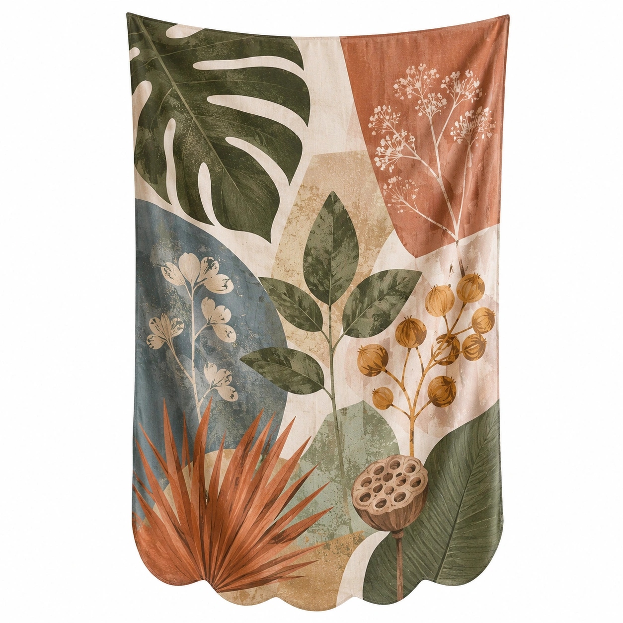 Tapiz Decorativo Bohemio Tropical con Diseño de Hojas-Livzina