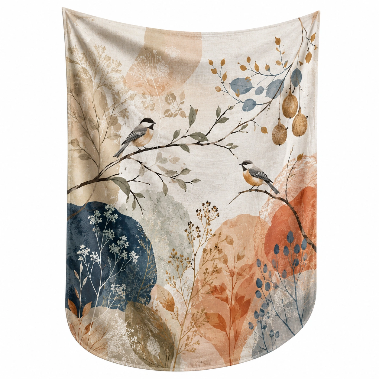 Tapiz Decorativo Beige con Motivo de Aves y Plantas-Livzina