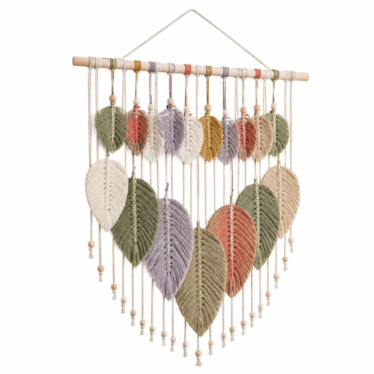 Tapiz de Pared Bohemio Multicolor con Hojas Colgantes-Livzina