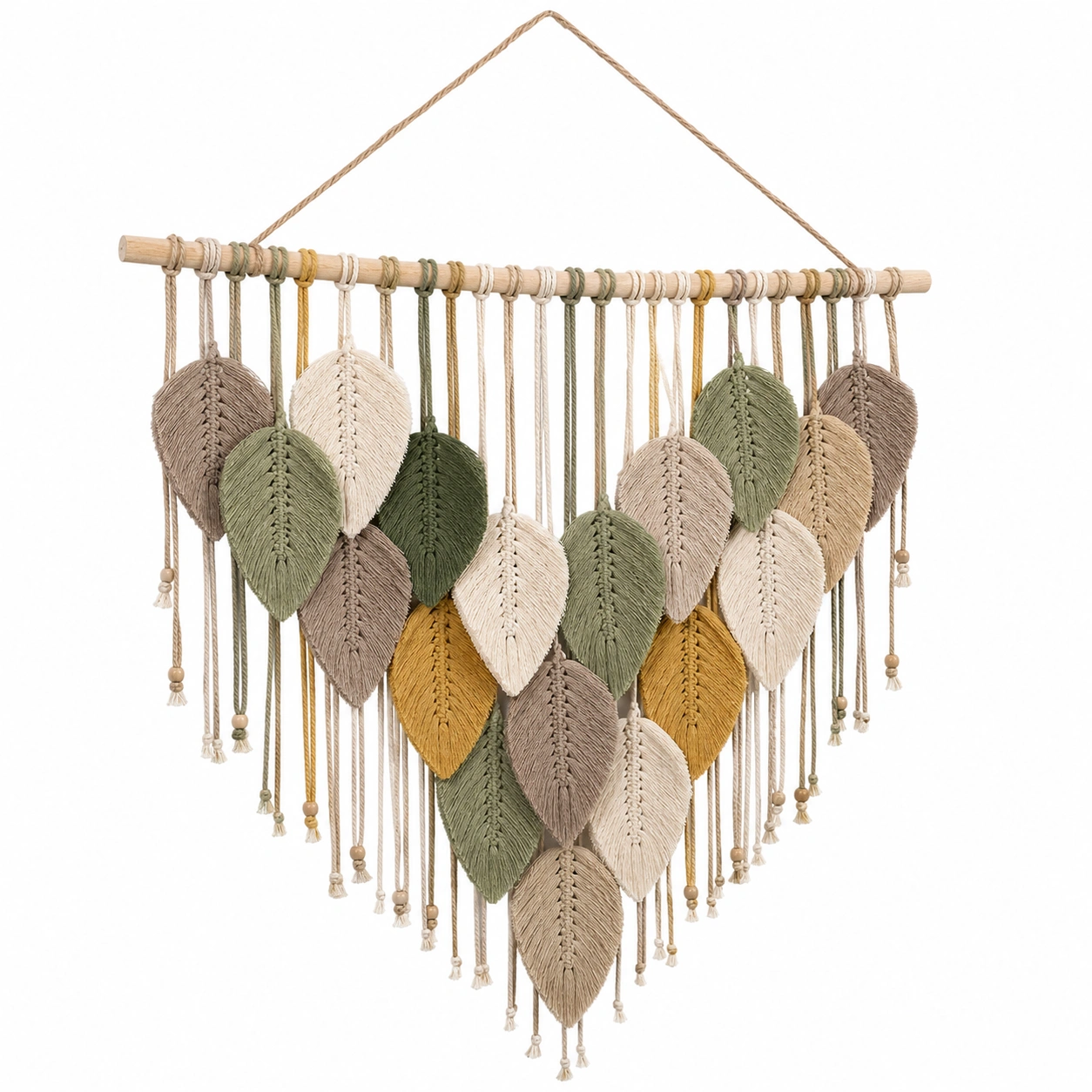 Tapiz de Macramé de Hojas en Colores Tierra-Livzina
