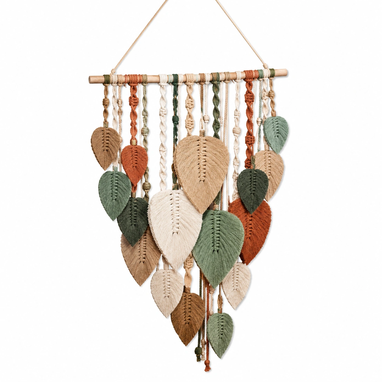 Tapiz de Pared Bohemio de Hojas de Macramé Multicolor-Livzina