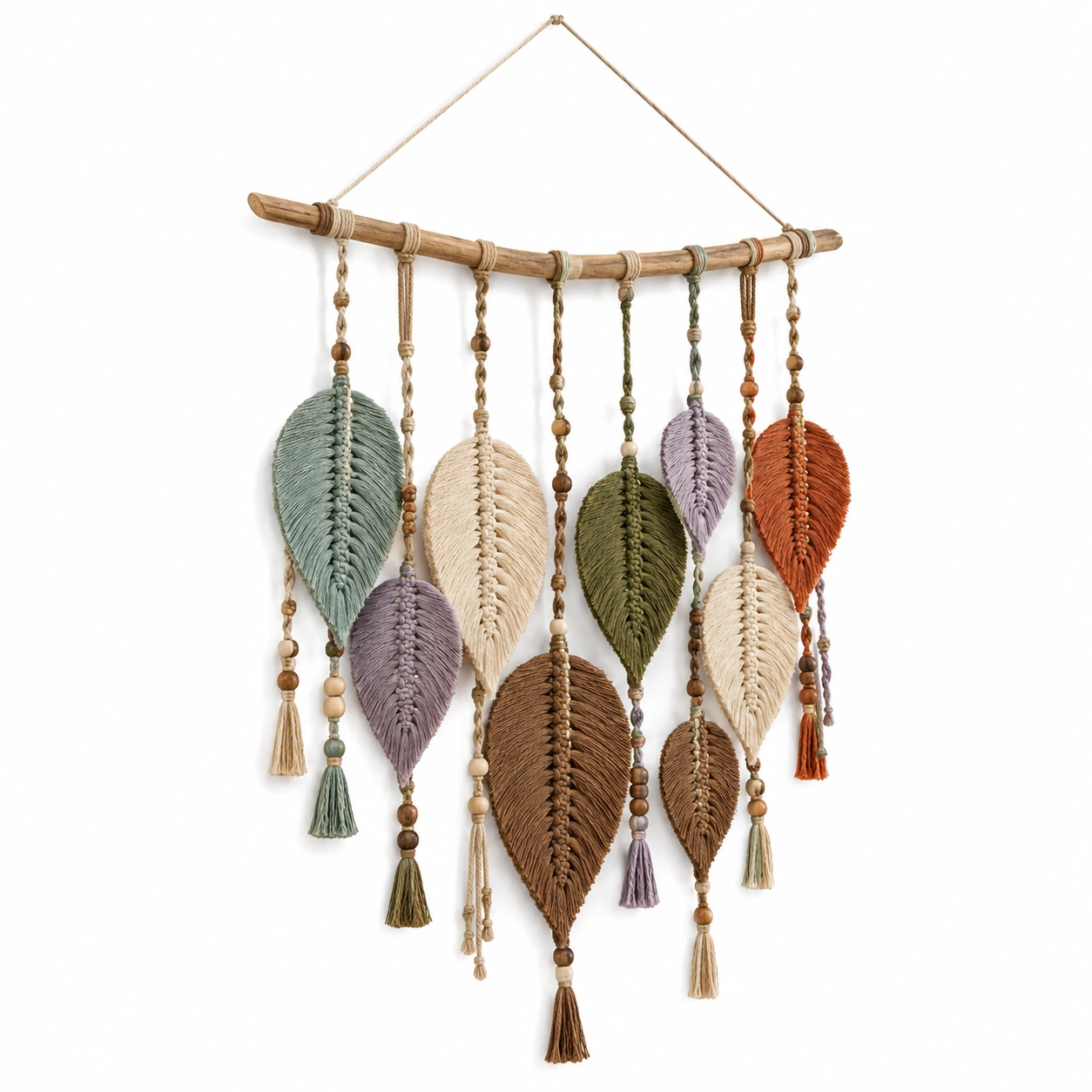 Colgante de Pared de Macramé Multicolor con Hojas-Livzina