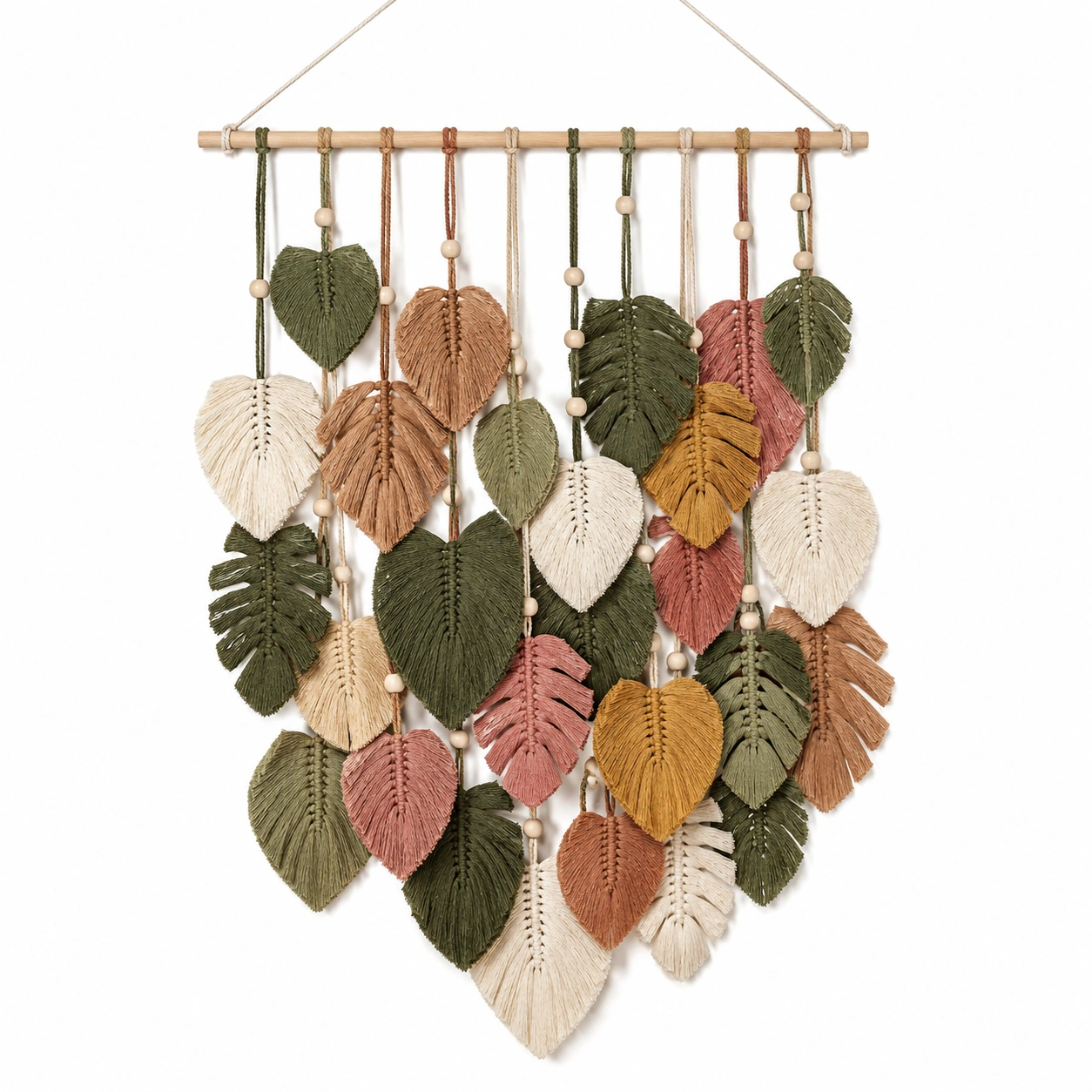 Tapiz Colgante de Hojas de Macramé Bohemio Multicolor 50x70cm-Livzina