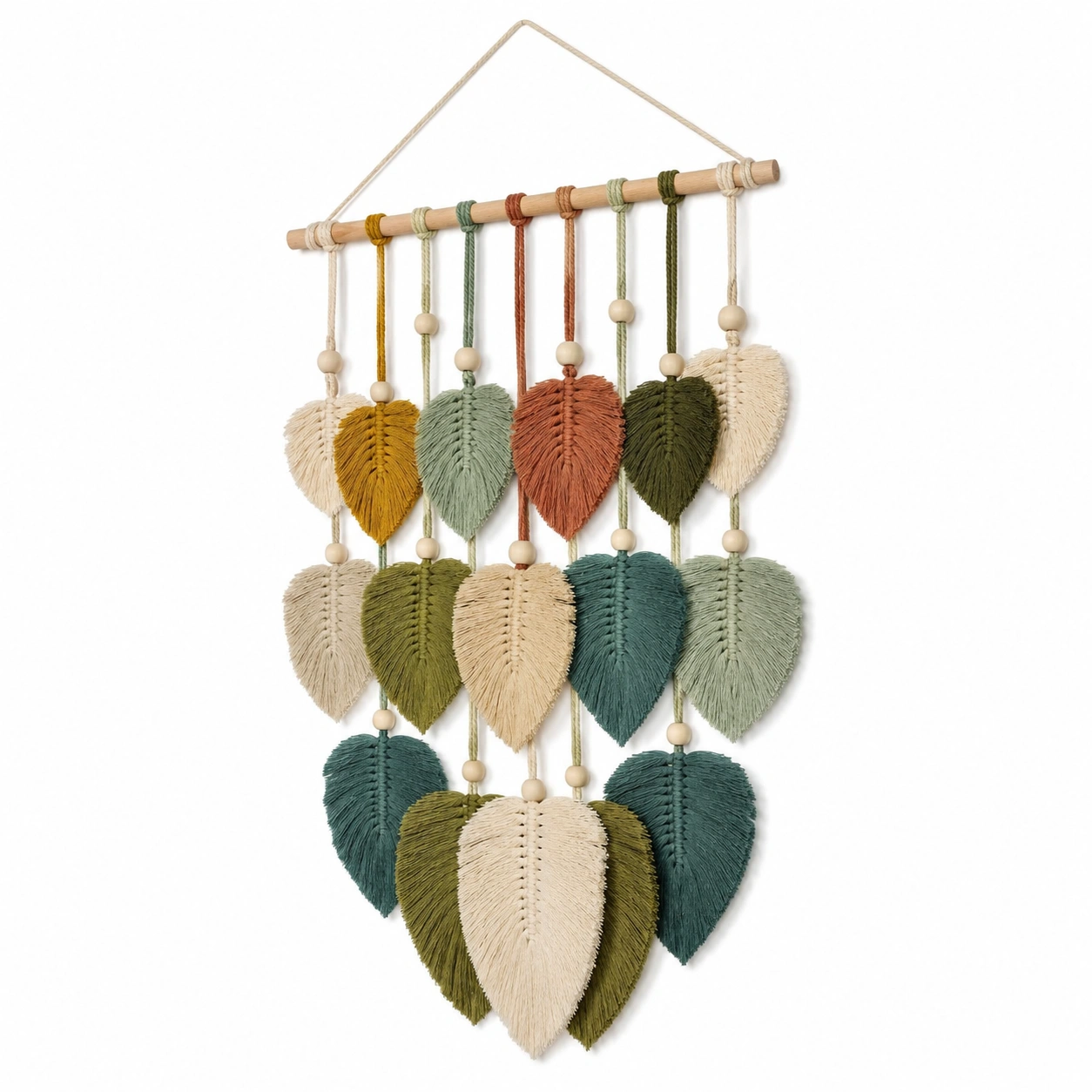 Decoración de Pared Bohemia con Hojas de Macramé Multicolor-Livzina