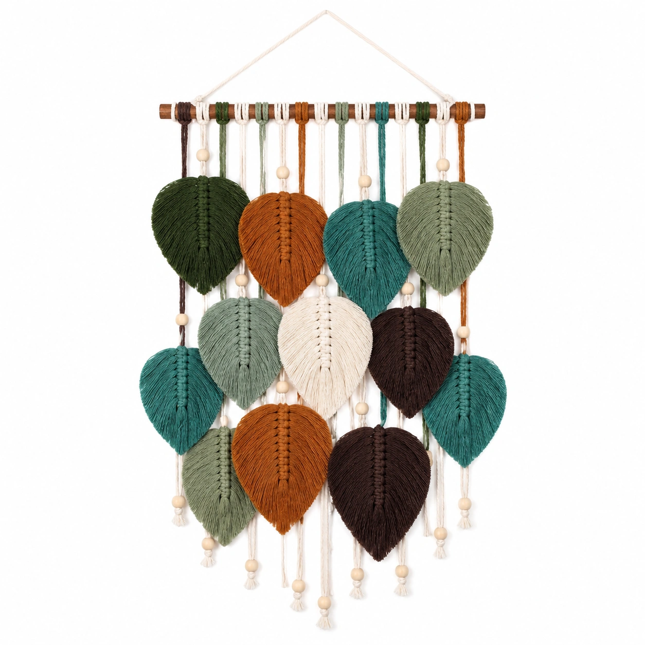 Colgante de Pared Bohemio de Macramé con Hojas Multicolores-Livzina