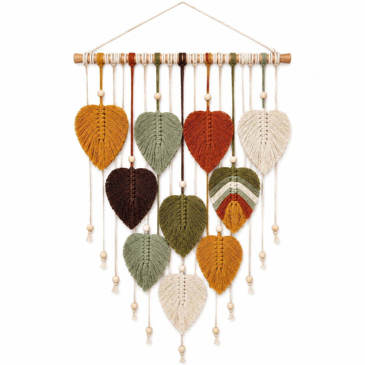 Decoración de Pared Macramé Hojas Colgantes Multicolor 50x70 cm Bohemio-Livzina