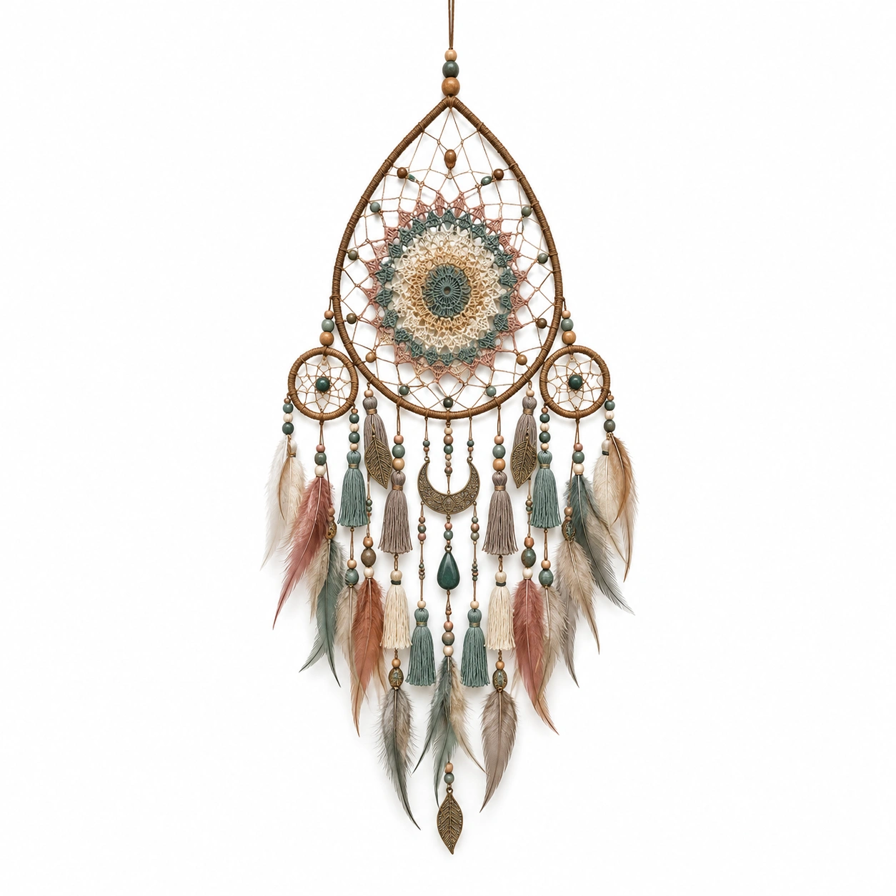 Atrapasueños Grande Bohemio con Plumas y Borlas Multicolor-Livzina