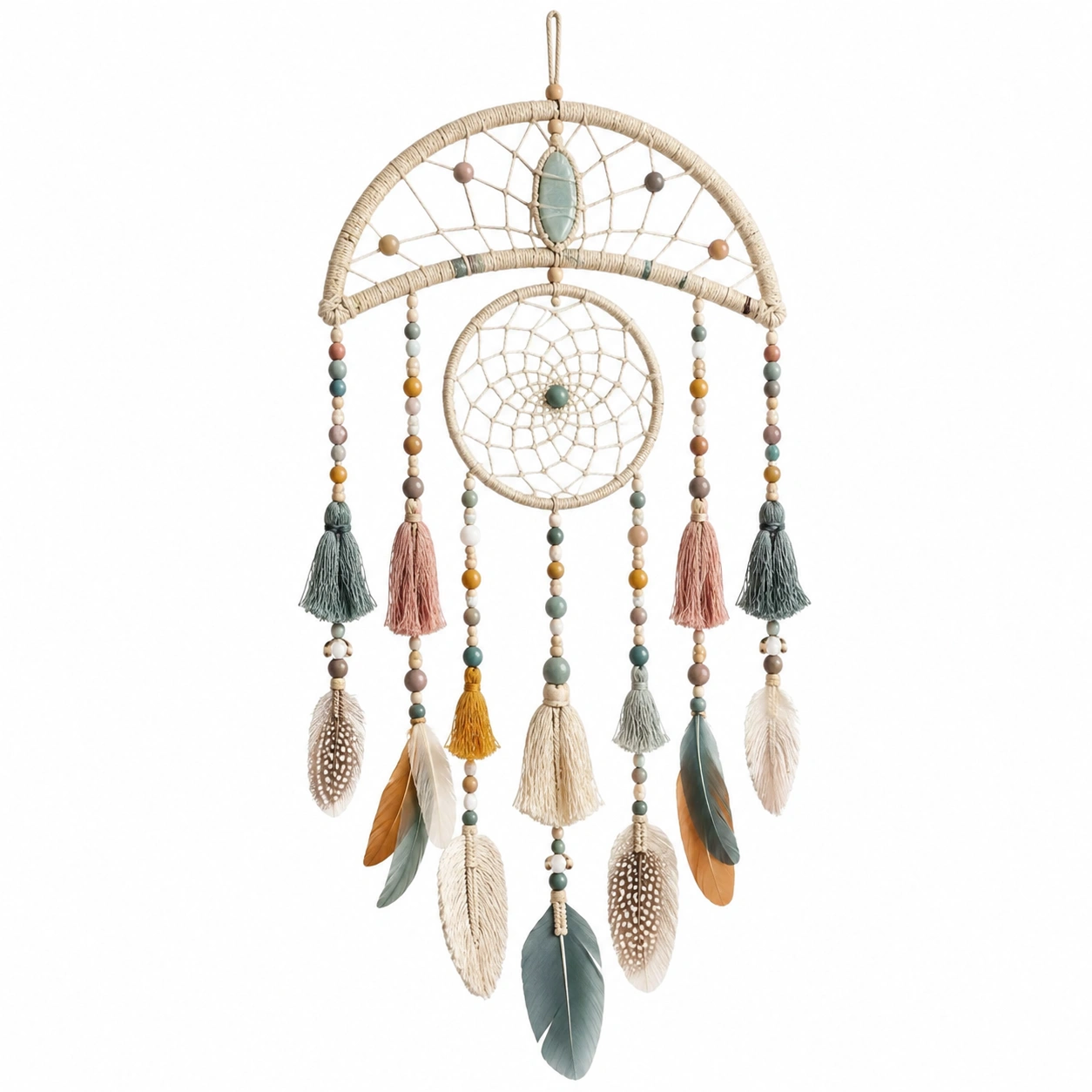Atrapasueños Bohemio con Plumas y Borlas Multicolor-Livzina