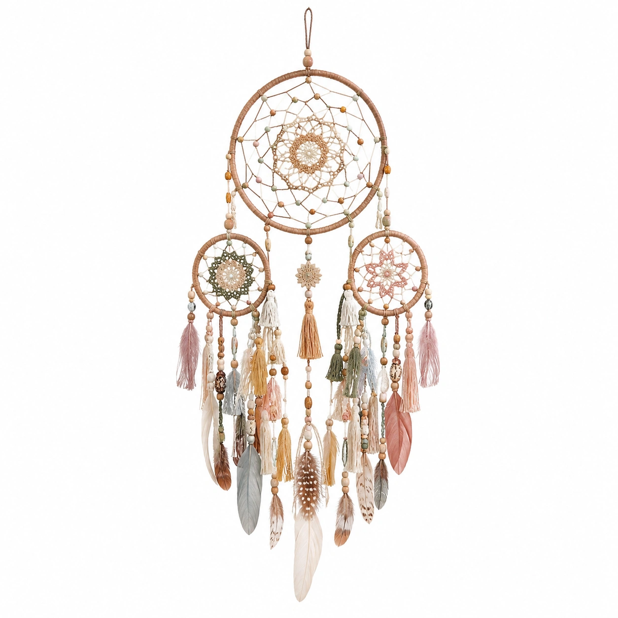 Atrapapesadillas Bohemio Hecho a Mano con Plumas Multicolor-Livzina