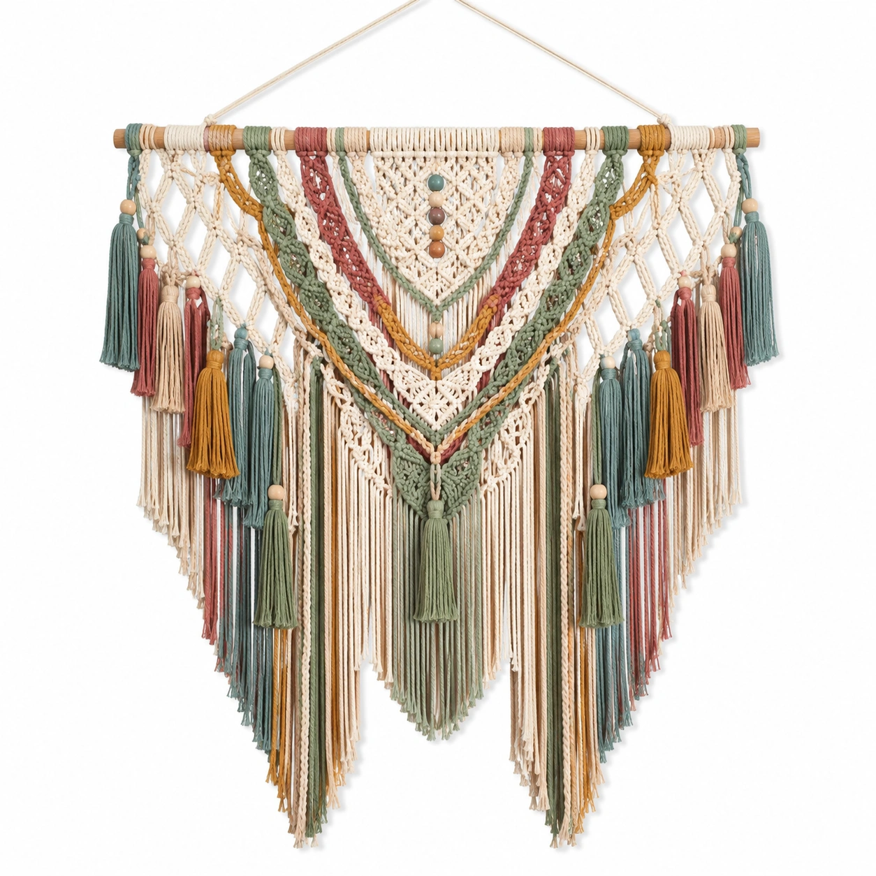 Tapiz de Macramé Hecho a Mano Vintage Multicolor 90x70cm-Livzina