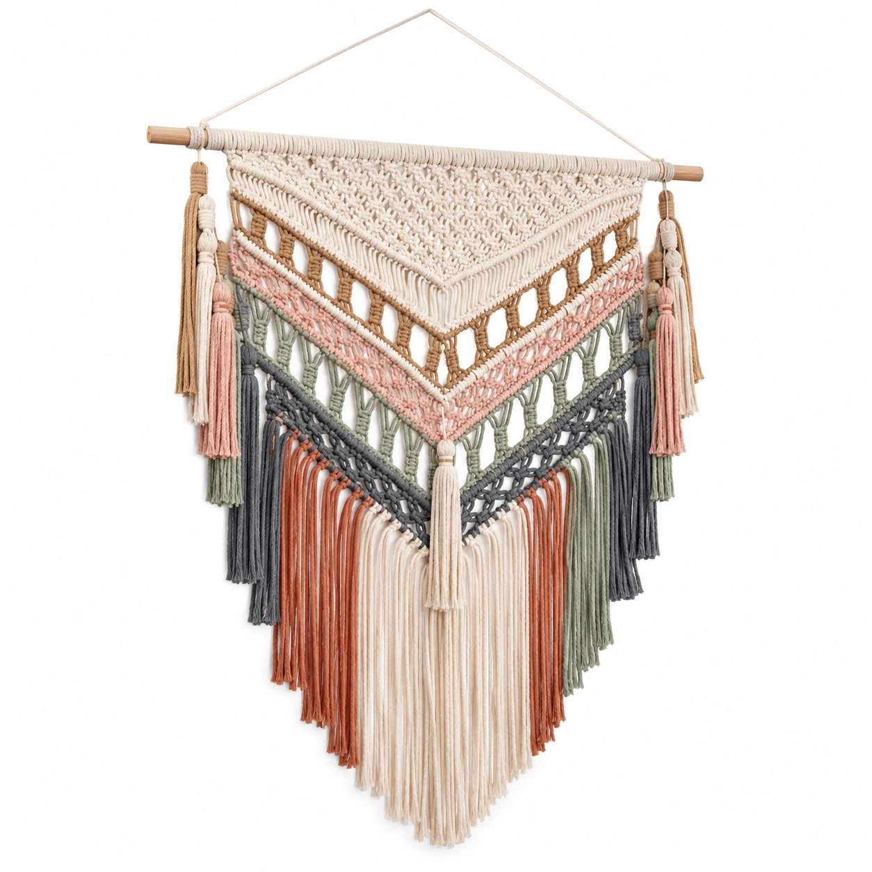 Tapiz de Macramé Multicolor para Pared 75x100 cm-Livzina