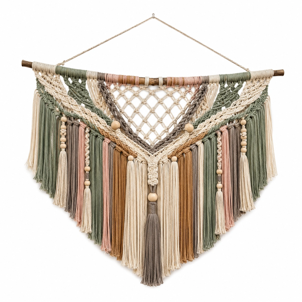 Tapiz de Pared Macramé Bohemio Multicolor 90x70cm-Livzina
