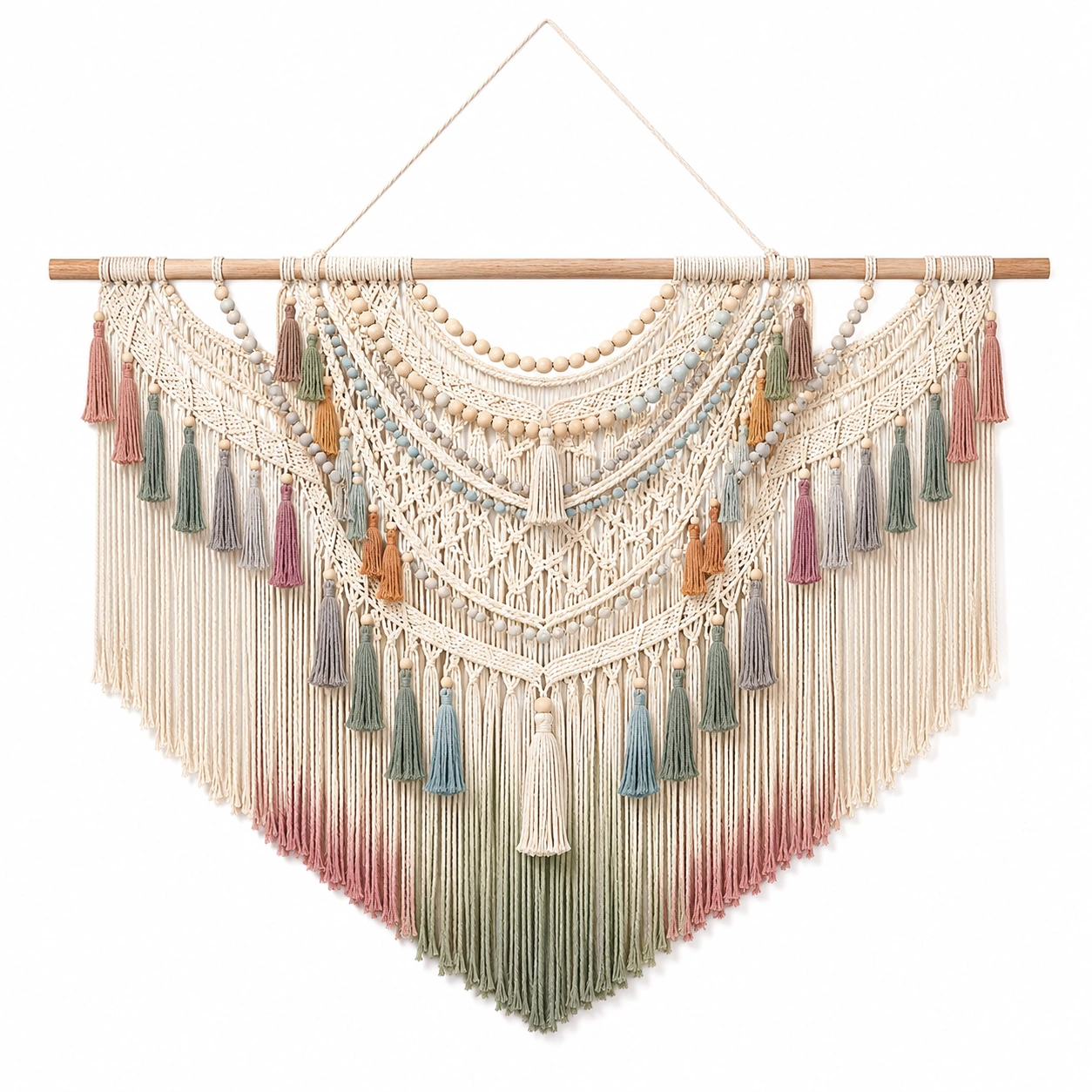 Tapiz de macramé multicolor para pared 90x110cm-Livzina