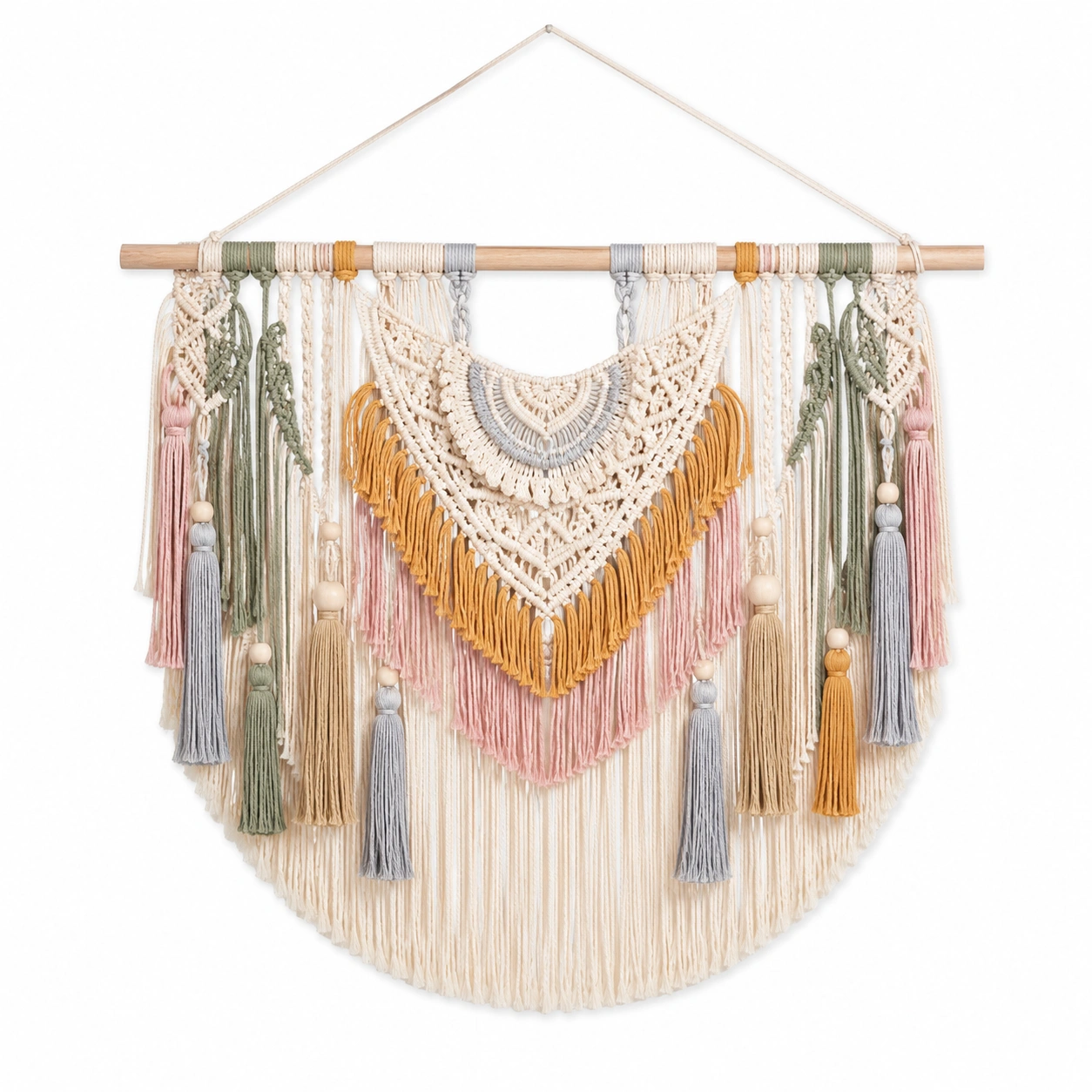 Tapiz de Macramé Bohemio en Colores Pastel 50x70cm-Livzina