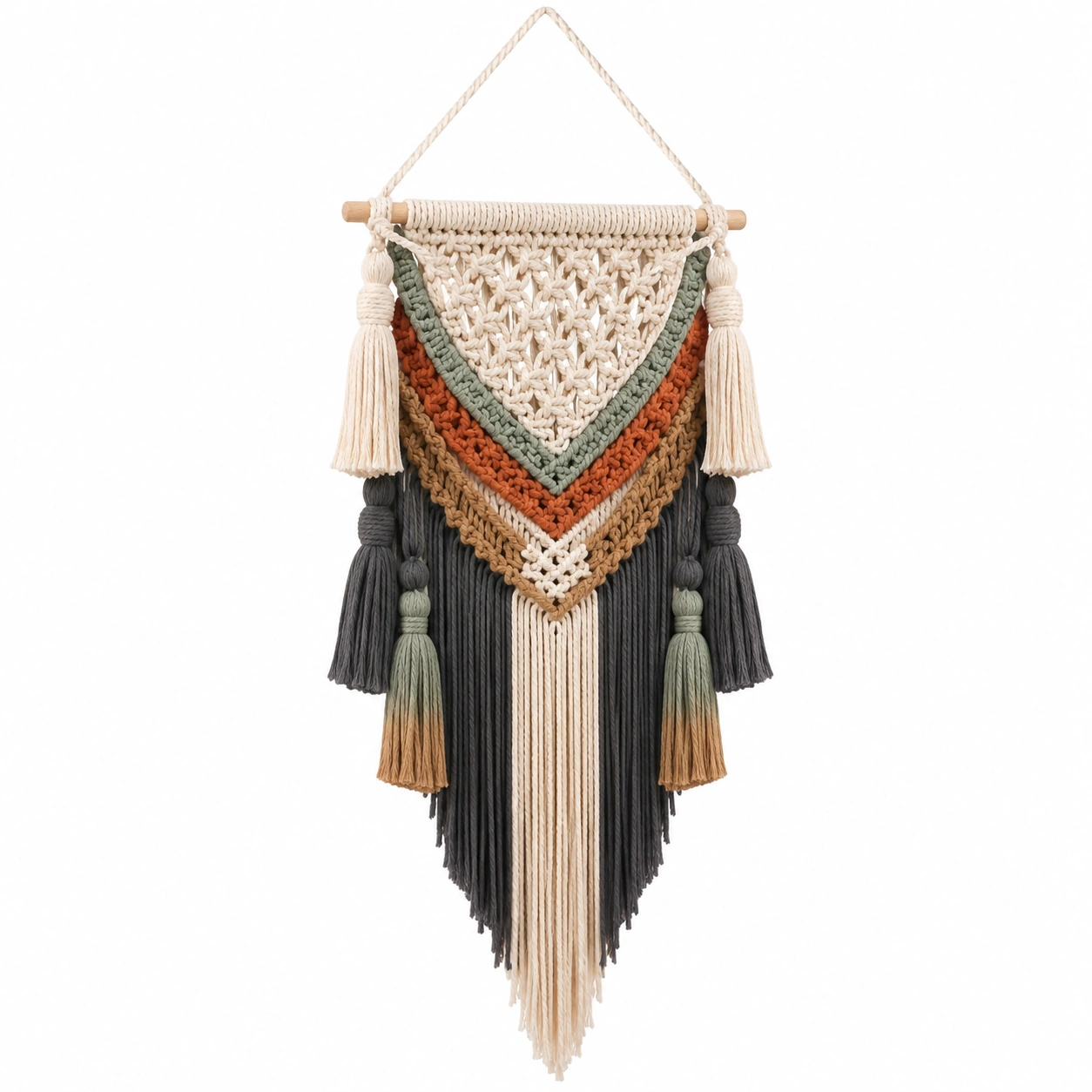 Tapiz de pared bohemio multicolor en macramé 45x85 cm-Livzina