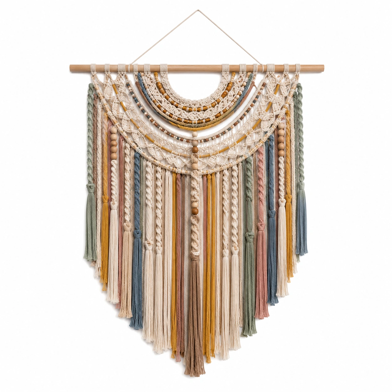 Tapiz de Pared de Macramé Multicolor 60x100cm Estilo Bohemio-Livzina